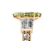 Channel-Set Engagement Ring Setting for Fancy Yellow Marquise Center with Baguette Band and Prong Head in Rose Gold