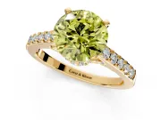 Solitaire Engagement Ring Setting for Fancy Yellow Round Cut Center with Crossover Accents and Prong Head in Yellow Gold