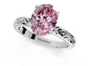 Solitaire Engagement Ring Setting for Fancy Pink Oval Center with Scrollwork Band and Prong Head in Platinum