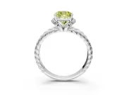 Halo Engagement Ring Setting for Fancy Yellow Cushion Cut Center with Rope Twist Split Shank and Prong Head in Platinum