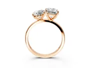 Oval and Emerald Cut Lab-Grown Diamond Toi et Moi Engagement Ring with Prong-Set Stones in Rose Gold