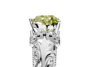 Solitaire Engagement Ring Setting for Fancy Yellow Heart-Shaped Center with Filigree Accent Basket and Prong Head in White Gold
