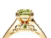 Solitaire Engagement Ring Setting for Fancy Yellow Emerald Cut Center with Channel Band and Double Claw Prong Head in Yellow Gold
