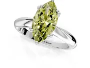 Solitaire Engagement Ring Setting for Fancy Yellow Marquise Center with Reverse Tapered Band and Prong Head in Platinum