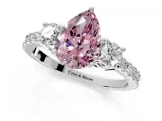 3 Stone Engagement Ring Setting for Fancy Pink Pear-Shaped Center with Round Cut Side Accents and Prong Head in Sterling Silver