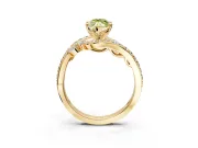 Solitaire Engagement Ring Setting for Fancy Yellow Marquise Center with Pave Bypass Twist Band and Prong Head in Yellow Gold