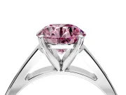 Solitaire Engagement Ring Setting for Fancy Pink Round Cut Center with Tapered Split Shoulders and Prong Head in Sterling Silver