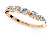 Marquise and Round Cut Lab-Grown Diamond 5 Stone Half Eternity Wedding Band with Prong Setting in Rose Gold
