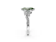 Solitaire Engagement Ring Setting for Fancy Green Marquise Center with Marquise Accent Twist Band and Prong Head in Sterling Silver