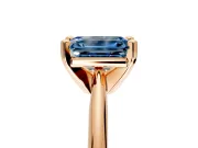 Solitaire Engagement Ring Setting for Fancy Blue Emerald Cut Center with Knife Ridge Band and Claw Prong Head in Rose Gold