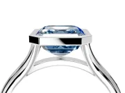 Solitaire Engagement Ring Setting for Fancy Blue Asscher Cut Center with V Split Shank and Bezel Head in Platinum