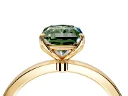 Solitaire Engagement Ring Setting for Fancy Green Radiant Cut Center with Thin Rounded Plain Band and Prong Head in Yellow Gold