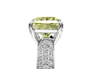 Solitaire Engagement Ring Setting for Fancy Yellow Princess Cut Center with Multi-Row Pave Accents and Basket Head in Sterling Silver
