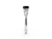 3 Stone Engagement Ring Setting for Fancy Black Cushion Cut Center with Large Pear-Shaped Accents and Prong Head in Platinum