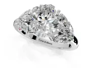 Leaf Cluster Engagement Ring Setting for Oval Center with Marquise Accents and Prong Head in Platinum