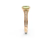 Solitaire Engagement Ring Setting for Fancy Yellow Asscher Cut Center with Pave Rail Split Shank and Prong Head in Rose Gold