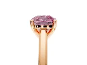Solitaire Engagement Ring Setting for Fancy Pink Cushion Cut Center with Flat-Sided Plain Band and Prong Head in Rose Gold