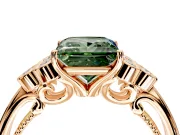 Cluster Engagement Ring Setting for Fancy Green Princess Cut Center with Bezel Accent Clusters and Prong Head in Rose Gold