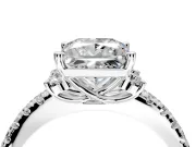Paired Accent Engagement Ring Setting for Princess Cut Center with Pave Band and Prong Head in Platinum