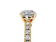 Solitaire Engagement Ring Setting for Cushion Cut Center with Single Row Accent Band and Prong Head in Yellow Gold