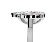 Single Halo Engagement Ring Setting for Fancy Pink Pear-Shaped Center with Corner Claws, Plain Band and Prong Head in Platinum