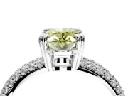 Solitaire Engagement Ring Setting for Fancy Yellow Oval Center with Multi-Row Pave Accents and Basket Head in White Gold