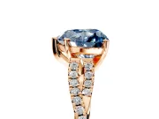 Solitaire Engagement Ring Setting for Fancy Blue Heart-Shaped Center with Twisted Pave Split Shank and Prong Head in Rose Gold