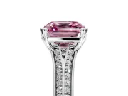 Solitaire Engagement Ring Setting for Fancy Pink Asscher Cut Center with Pave Rail Split Shank and Prong Head in Platinum