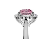 Starburst Halo Engagement Ring Setting for Fancy Pink Cushion Cut Center with Thin Round-Wire Band and Prong Head in Sterling Silver