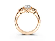 Cluster Engagement Ring Setting for Oval Center with Bezel Accent Clusters and Prong Head in Rose Gold