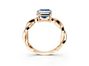 Solitaire Engagement Ring Setting for Fancy Blue Asscher Cut Center with Twisted Pave Band and Prong Head in Rose Gold