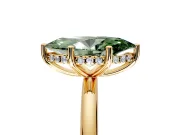 Hidden Halo Engagement Ring Setting for Fancy Green Marquise Center with Thin Round-Wire Band and Prong Head in Yellow Gold