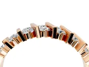 Round Cut Lab-Grown Diamond Two-Row Channel-Set Anniversary Wedding Band with Vertical Prongs in Rose Gold
