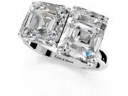 Asscher Cut and Emerald Cut Lab-Grown Diamond Toi et Moi Engagement Ring with Prong-Set Stones in Sterling Silver
