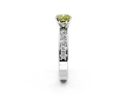 Solitaire Engagement Ring Setting for Fancy Yellow Cushion Cut Center with Channel-Set Accents and Prong Head in White Gold