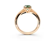 Solitaire Engagement Ring Setting for Fancy Green Oval Center with Reverse Tapered Band and Prong Head in Rose Gold