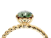 Solitaire Engagement Ring Setting for Fancy Green Pear-Shaped Center with Plain Twisted Rope Band and Prong Head in Yellow Gold
