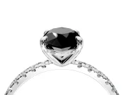 Solitaire Engagement Ring Setting for Fancy Black Marquise Center with Fine Pave Narrow Band and Prong Head in Sterling Silver
