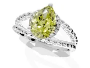 Halo Engagement Ring Setting for Fancy Yellow Pear-Shaped Center with Rope Twist Split Shank and Prong Head in Platinum