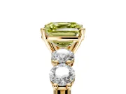 5 Stone Engagement Ring Setting for Fancy Yellow Asscher Cut Center with Graduated Accents and Prong Head in Yellow Gold