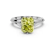 Solitaire Engagement Ring Setting for Fancy Yellow Radiant Cut Center with Milgrain Cathedral Band and Prong Head in White Gold