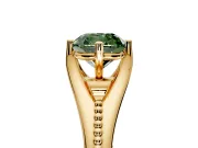 Solitaire Engagement Ring Setting for Fancy Green Cushion Cut Center with Milgrain Cathedral Band and Prong Head in Yellow Gold
