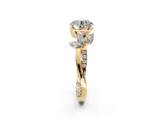 Floral Engagement Ring Setting for Round Cut Center with Trailing Marquise Accents and Prong Head in Yellow Gold