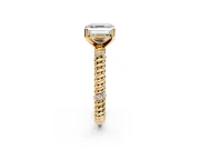 Rope Engagement Ring Setting for Asscher Cut Center with Accent Shoulders and Prong Head in Yellow Gold