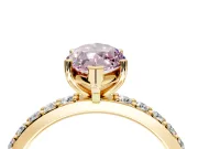 Solitaire Engagement Ring Setting for Fancy Pink Marquise Center with Round Cut Pave Band and Prong Head in Yellow Gold