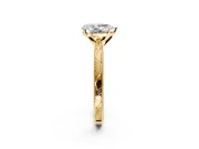 Solitaire Engagement Ring Setting for Pear-Shaped Center with Engraved Milgrain Band and Prong Head in Yellow Gold