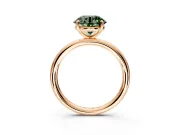 Low-Set Solitaire Engagement Ring Setting for Fancy Green Round Cut Center with Thin Plain Band and Prong Head in Rose Gold