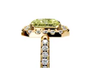 Pave Halo Engagement Ring Setting for Fancy Yellow Radiant Cut Center with Single Row Pave Band and Prong Head in Yellow Gold