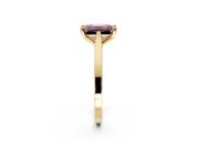 Solitaire Engagement Ring Setting for Fancy Pink Emerald Cut Center with Tapered Shoulders and Prong Head in Yellow Gold
