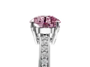 Solitaire Engagement Ring Setting for Fancy Pink Round Cut Center with Channel-Set Accent Band and Prong Head in Platinum